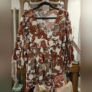 Paisley Print V-Neck Dress/Tunic